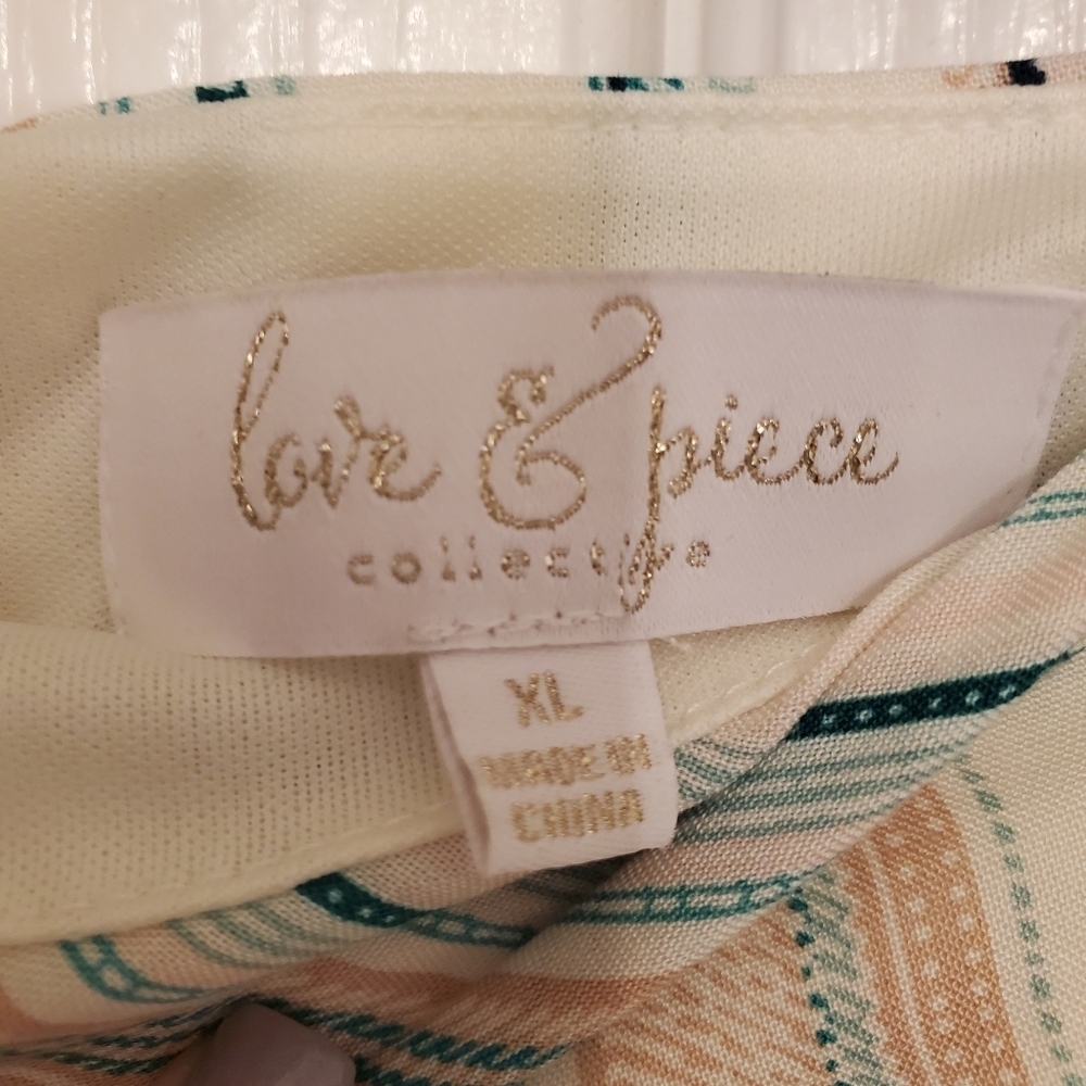 Love & Piece Skirt, Women's / Juniors Size XL, White with Green & Pink Stripes - Picture 3 of 12